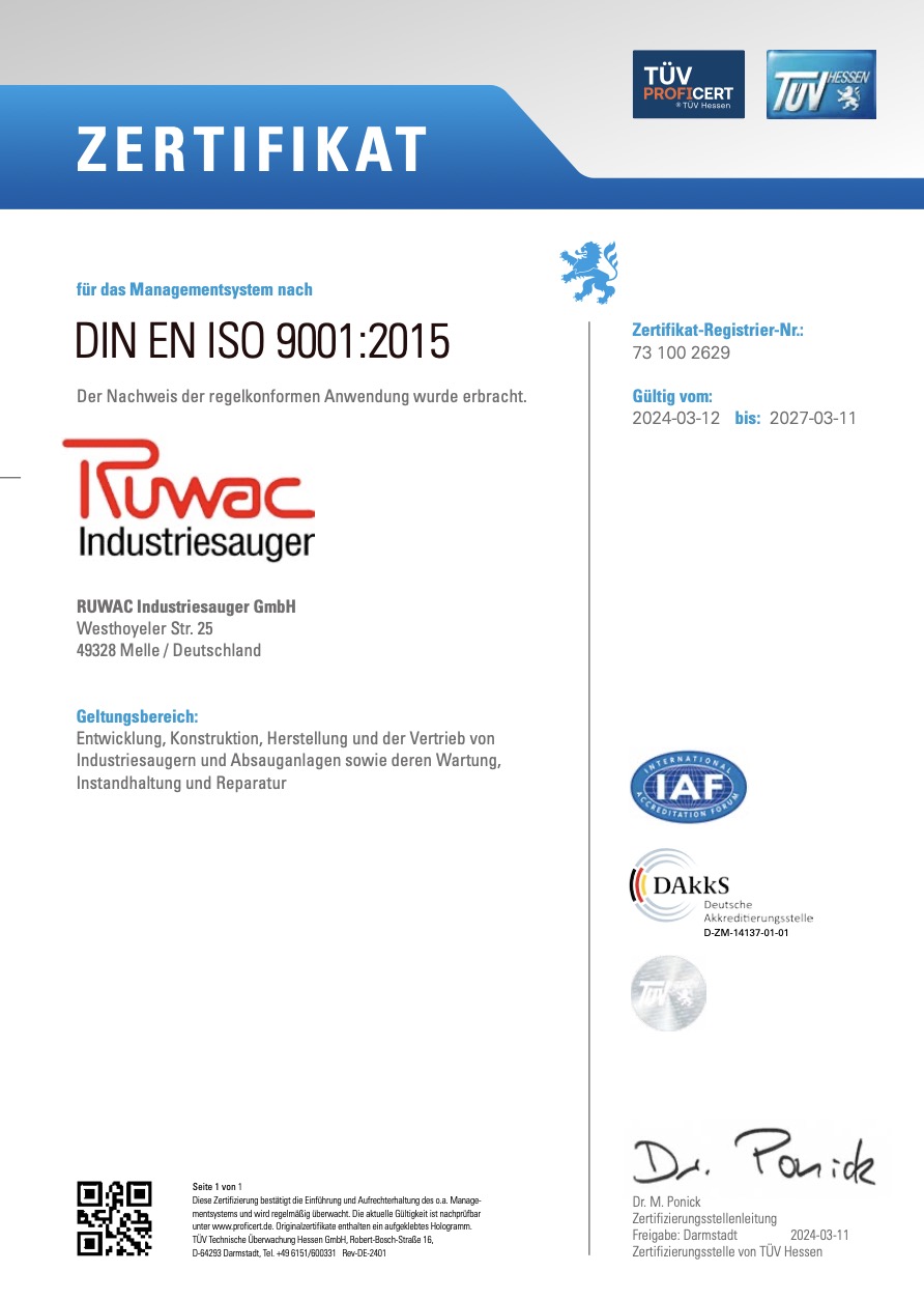 DIN EN ISO 9001:2015 Zertifikat Vorschau