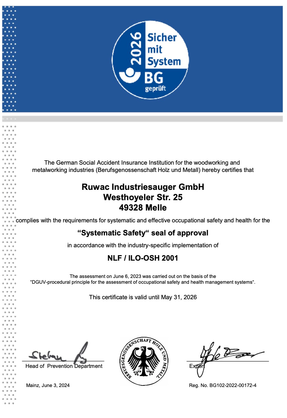 BG GEPRÜFT Certificate thumbnail