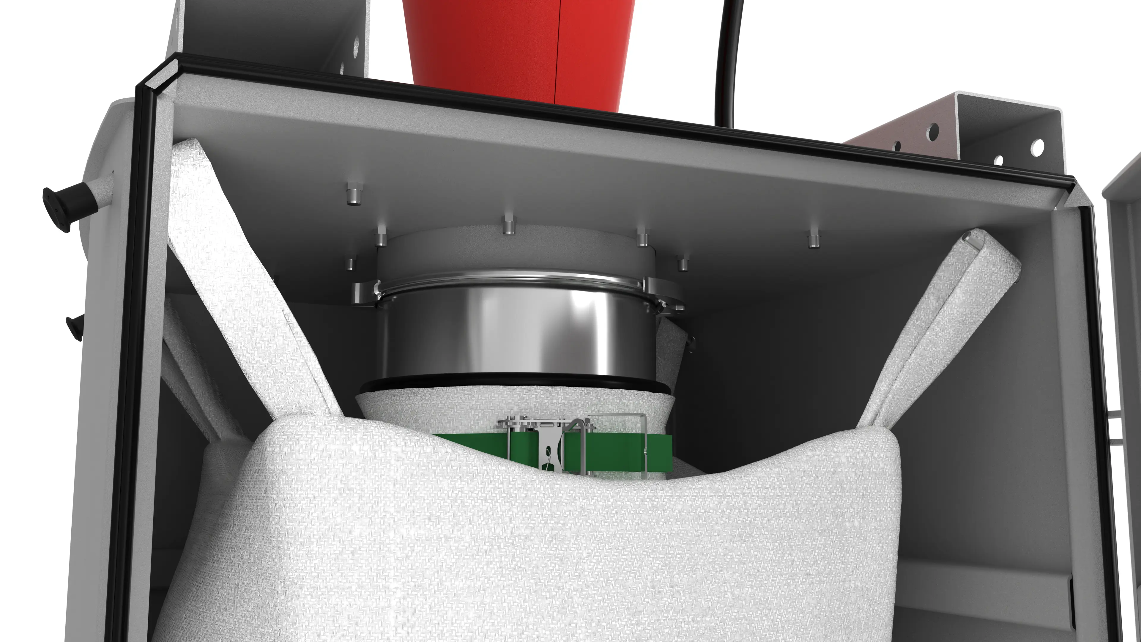 Staubfreie Big-Bag-Befüllung. Geschlossenes System für sauberes Materialhandling.