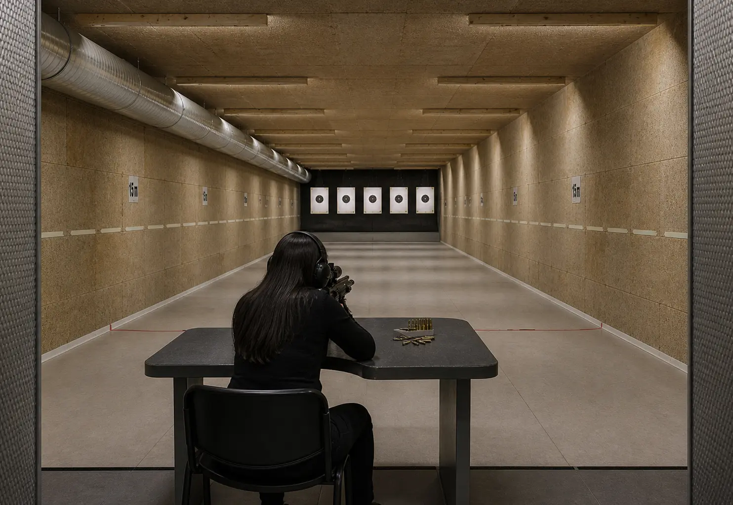 Regelmäßige Wartungsreinigung in einem Trainingsschießstand